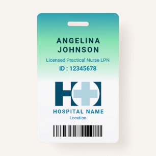 Licensed Practical Nurse LNP Blue Green Name ID Badge