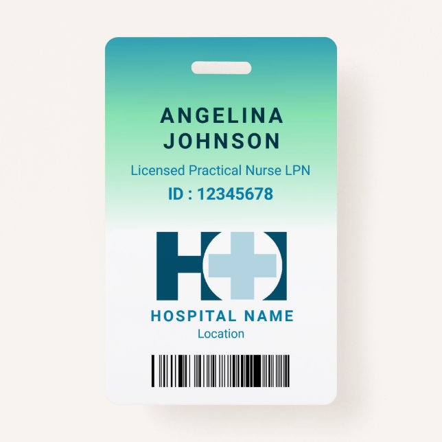 Licensed Practical Nurse LNP Blue Green Name ID Badge (Front)