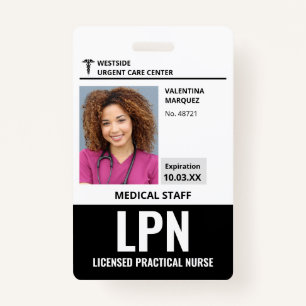 Licensed Practical Nurse LPN ID Photo Badge