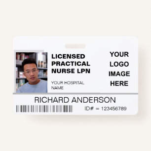 Licensed Practical Nurse Photo ID Hospital Logo Badge