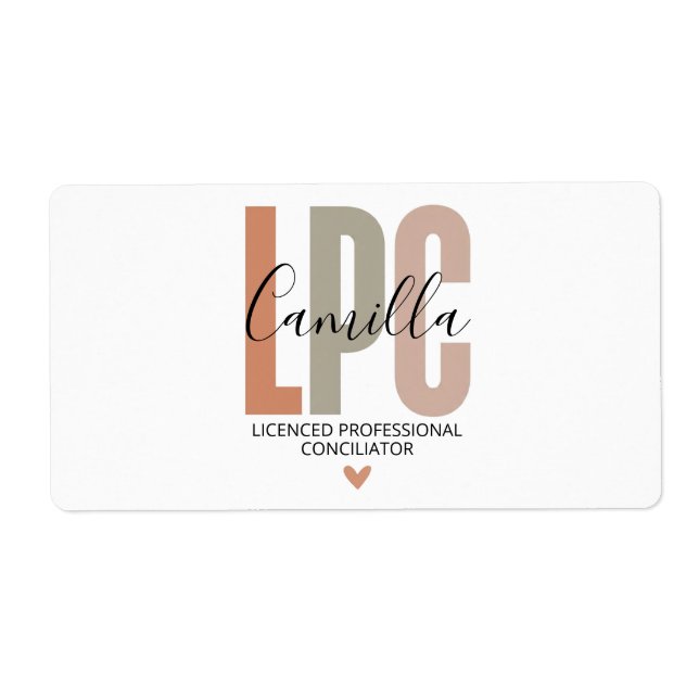 Licensed Professional Counselor Gifts, LPC Therapi Label (Front)