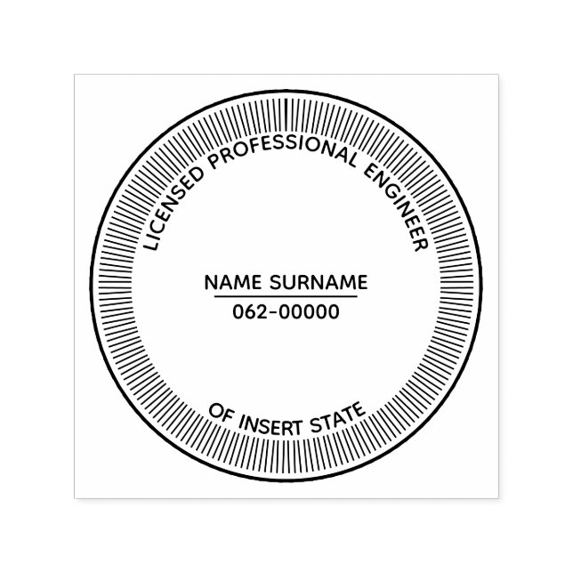 Licensed Professional Engineer State of Self-inking Stamp (Design)