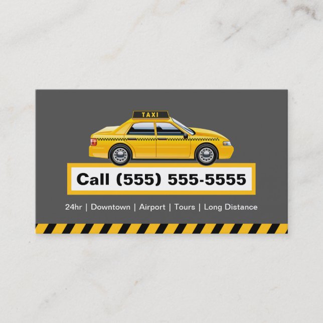 Licensed Taxi Driver Chauffeur - Yellow Cap Business Card (Front)
