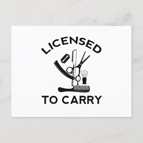 Licensed to Carry Barber Hairdresser Postcard