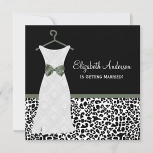 Lichen Green Gown Leopard PrintBridal Shower Invitation