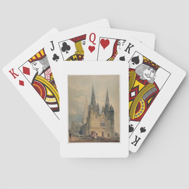 Lichfield Cathedral, Staffordshire, 1794 (w/c over Poker Cards (Back)