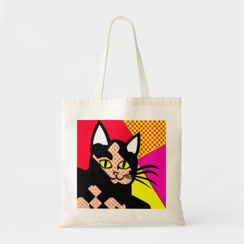 Lichtenstein Inspired Cat Tote Bag