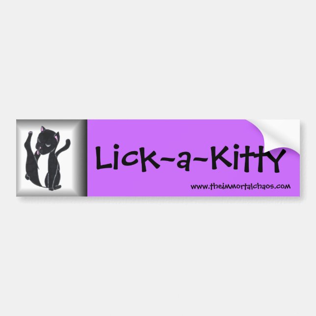 Lick-a-kitty bumper sticker (Front)