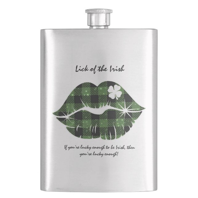 Lick (Luck) of the Irish Editable Flask (Front)
