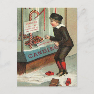 Lick Me Candy Cane Humor Vintage Christmas Joke Holiday Postcard