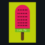 Lick me funny Pop Art popsicle fruity watermelon Poster<br><div class="desc">Lick Me cute funny slogan  with a cute pop art colorful bright illustration of a watermelon popsicle ice-block in pink and lime green. Happy and fruity !</div>