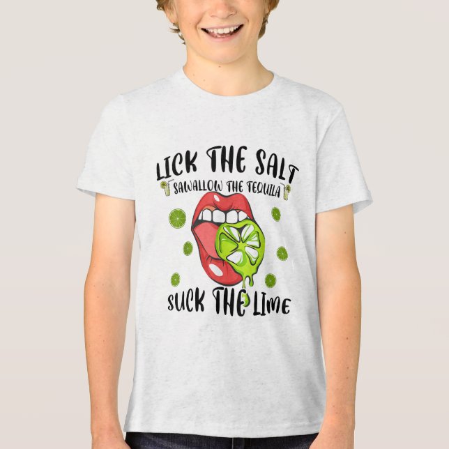 Lick Salt Swallow Tequila Cinco Mayo Drinking Mexi Tri-Blend Shirt (Front)