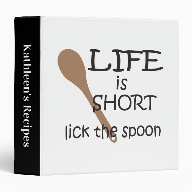 Lick the Spoon Funny Recipe 3 Ring Binder (Front/Spine)