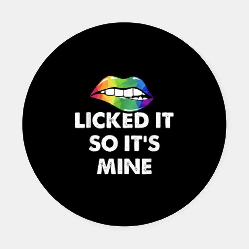 Licked It So Its Mine Rainbow Lips Funny LGBT Coaster Set