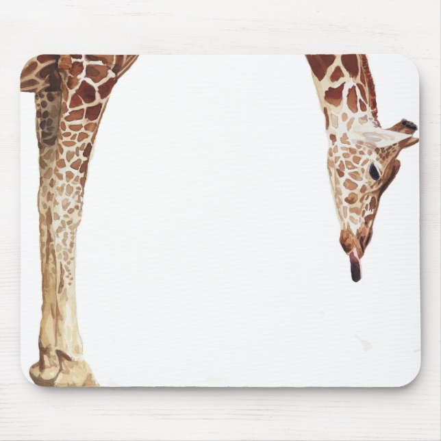 "Licker" Giraffe Wildlife Animal Watercolor Mouse Pad (Front)