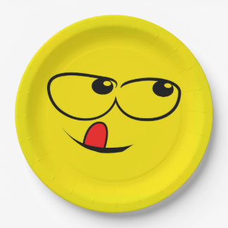 Licking Face Funny Emoticon Party Paper Plates