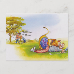 Licking lion postcard
