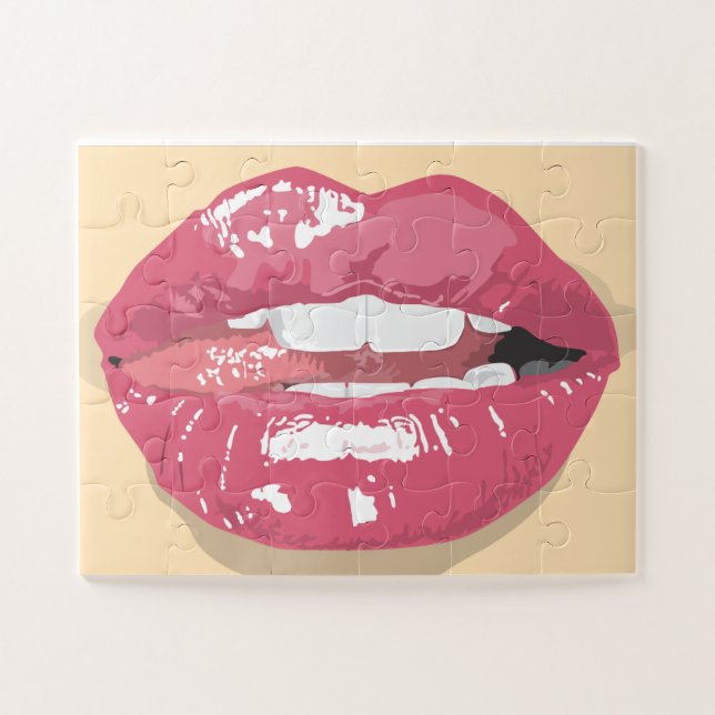 LICKING LIPS KISS JIGSAW PUZZLE (Horizontal)