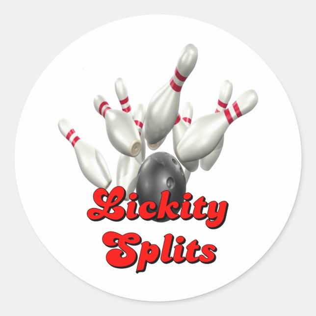 Lickity Split Bowling Classic Round Sticker (Front)