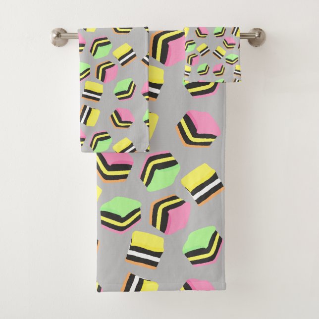 Licorice Allsorts Candy Bath Towels (Insitu)
