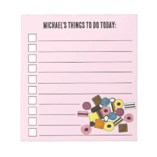 Licorice Allsorts Candy Personalized To Do List Notepad