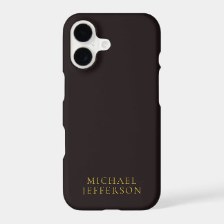 Licorice Black Gold Minimalist Plain Modern Name iPhone 17 Case