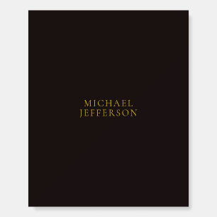 Licorice Black Gold Minimalist Plain Modern Name Foam Board