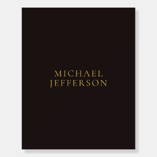 Licorice Black Gold Minimalist Plain Modern Name Foam Board