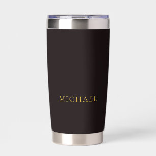Licorice Black Gold Minimalist Plain Modern Name Insulated Tumbler