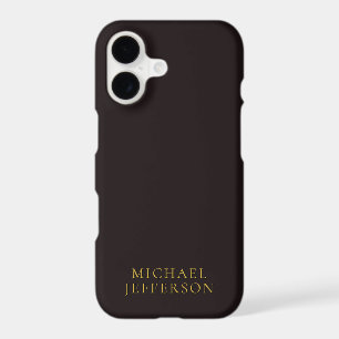 Licorice Black Gold Minimalist Plain Modern Name iPhone 17 Case