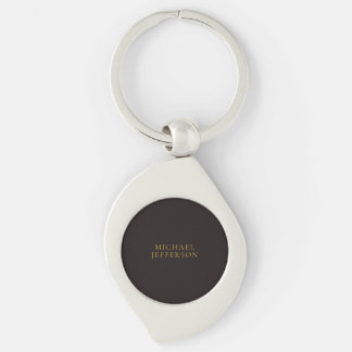 Licorice Black Gold Minimalist Plain Modern Name Keychain