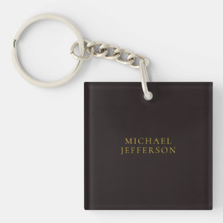 Licorice Black Gold Minimalist Plain Modern Name Keychain
