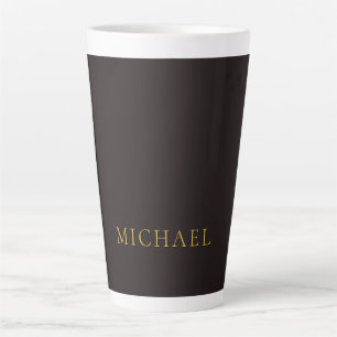 Licorice Black Gold Minimalist Plain Modern Name Latte Mug