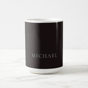Licorice Black Minimalist Plain Modern Own Name Coffee Mug