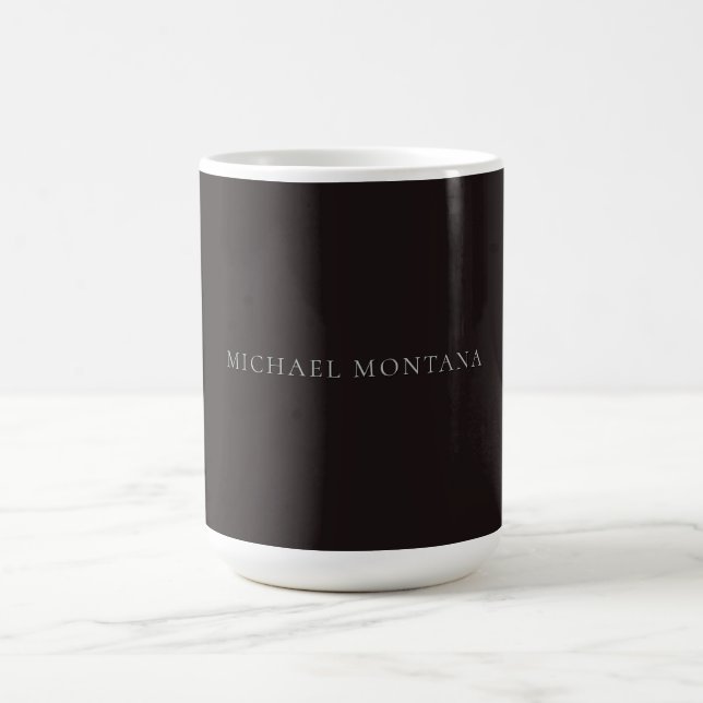 Licorice Black Minimalist Plain Modern Own Name Coffee Mug (Center)