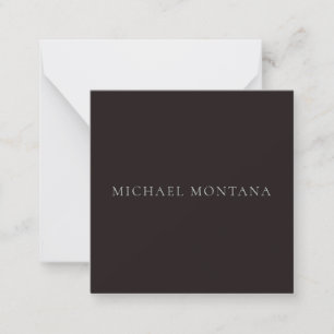 Licorice Black Minimalist Plain Modern Own Name Note Card