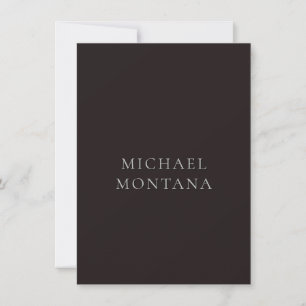 Licorice Black Minimalist Plain Modern Own Name Note Card