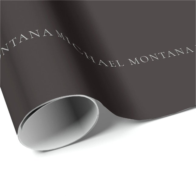 Licorice Black Minimalist Plain Modern Own Name Wrapping Paper (Roll Corner)