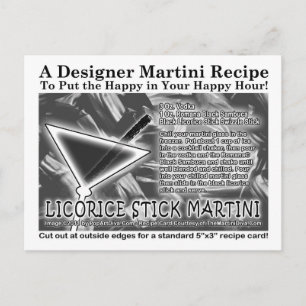 Licorice Stick Candy Martini Recipe Card Postcard