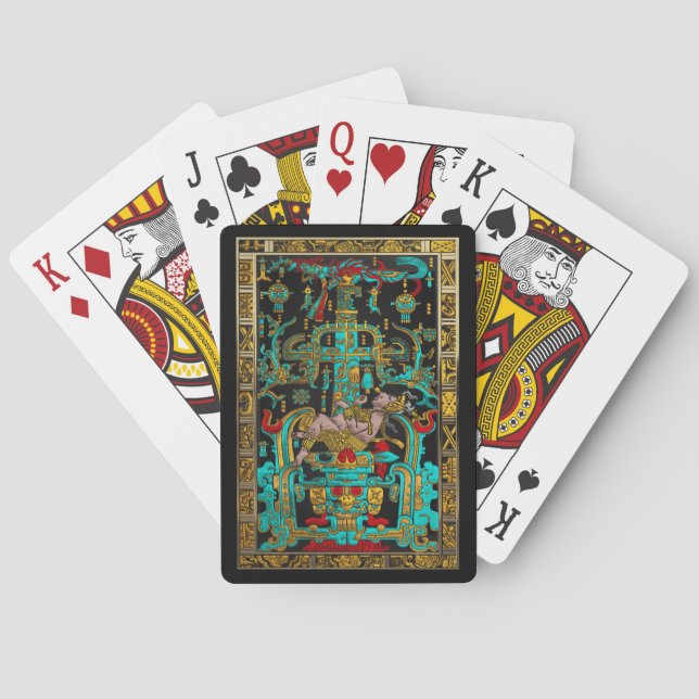 Lid of Great Tomb of Pakal - Palenque Astronaut Poker Cards (Back)