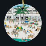 Lido Beach Sarasota Ornament<br><div class="desc">The old Lido Beach Casino in Sarasota Florida.  This colorful scene makes a great "beachy" Christmas / Holiday ornament for the tree.
Check out both sides of the ornament!</div>