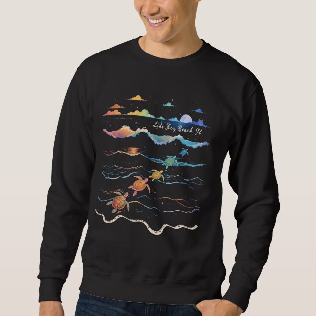 Lido Key Beach Florida Sea Turtle Lover Beach Vaca Sweatshirt (Front)