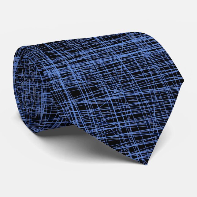 Lie Detector Abstract Digital Stripe Navy Two-side Neck Tie (Rolled)