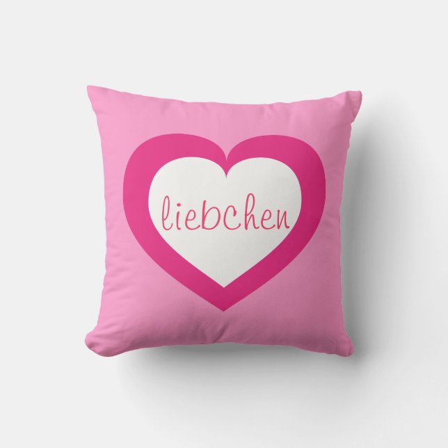 Liebchen white and hot pink heart throw pillow (Front)