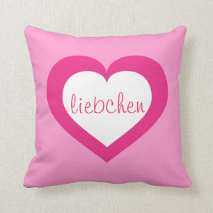 Liebchen white and hot pink heart throw pillow