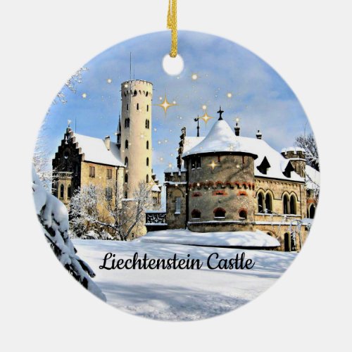 Liechtenstein Castle pretty holiday design Ceramic Ornament