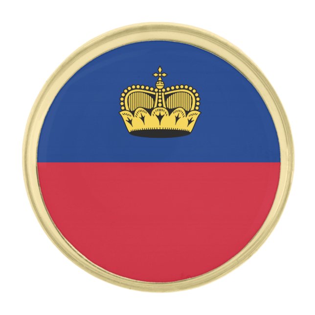 Liechtenstein Flag Gold Finish Lapel Pin (Front)