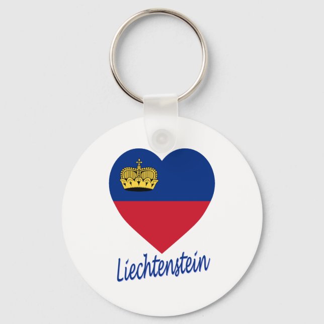 Liechtenstein Flag Heart Keychain (Front)