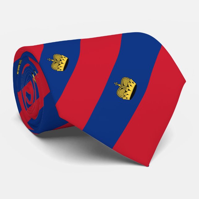 Liechtenstein Flag Neck Tie (Rolled)