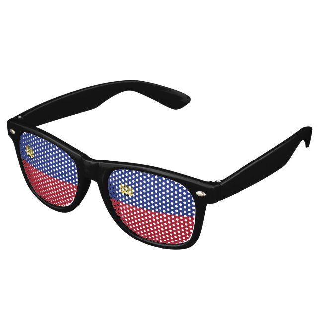 Liechtenstein flag retro sunglasses (Angled)